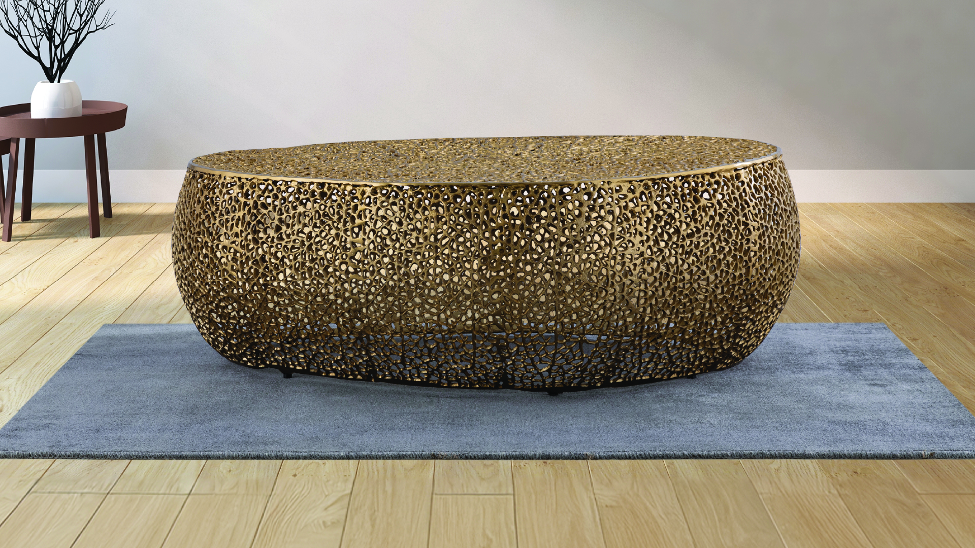 T3601-50-COFFEE TABLE OVAL-GOLD
