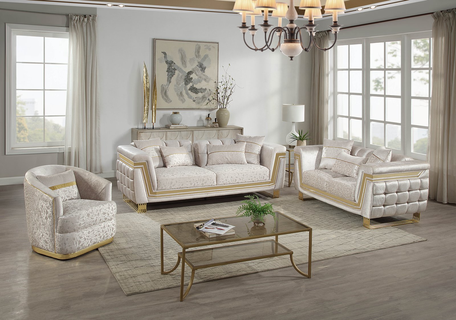 387 – STATIONARY SOFA SET